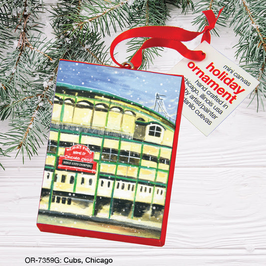 Cubs, Chicago, Ornament (OR-7359G), Ornament Front, www.printedcanvas.com