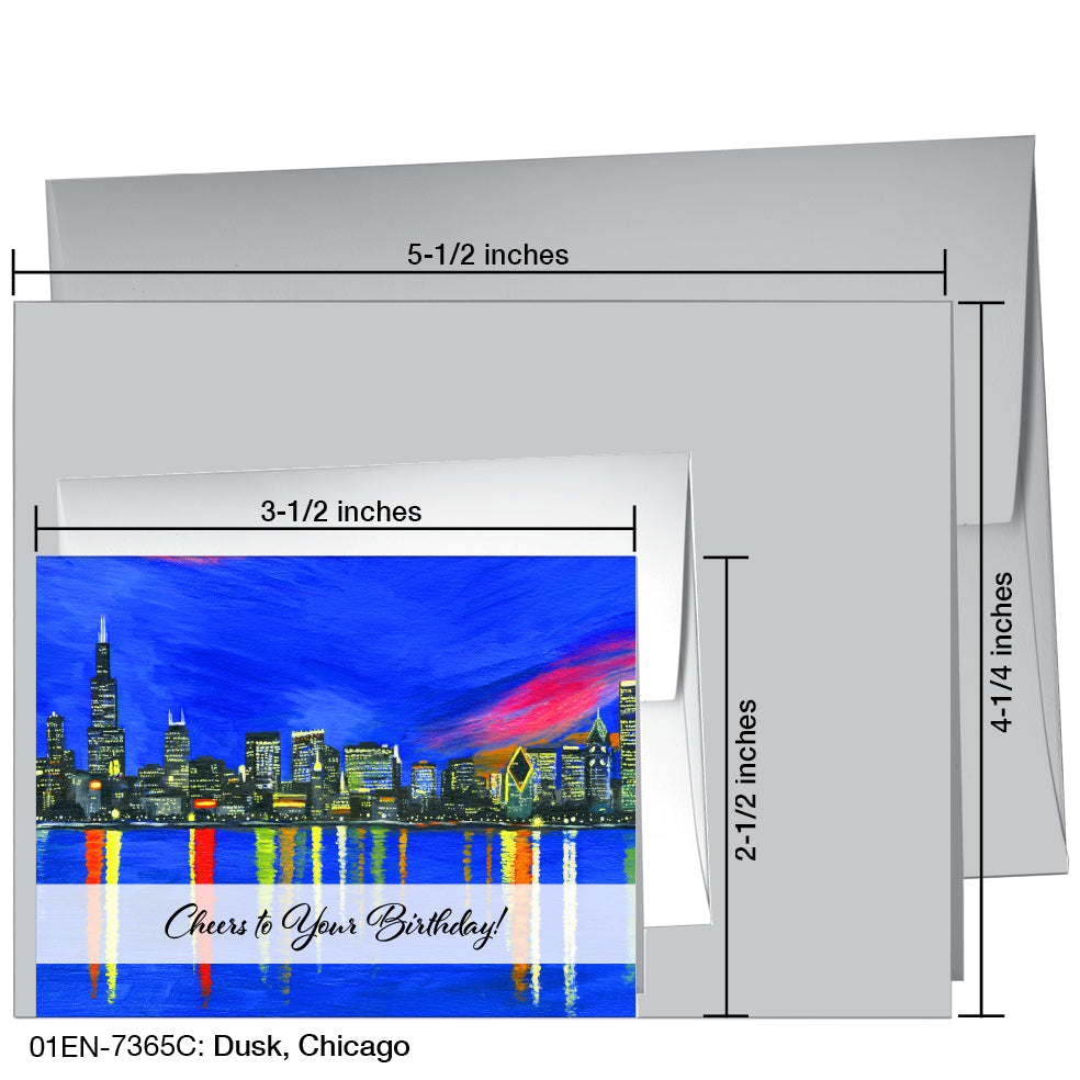 Dusk, Chicago, Greeting Card (7365C)