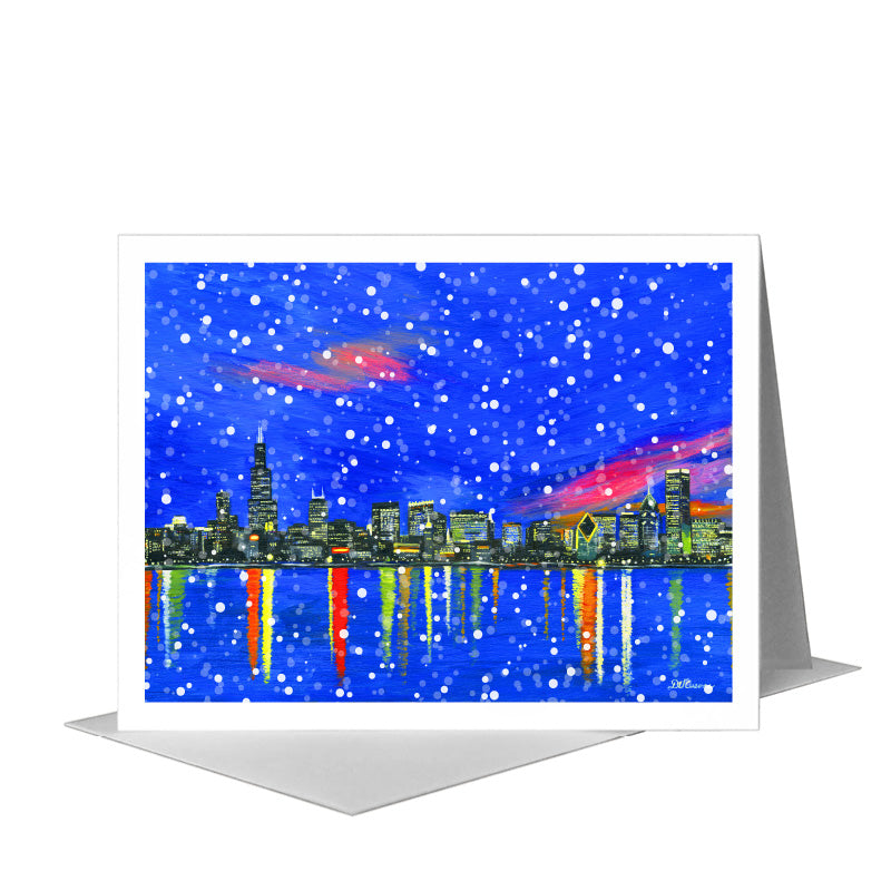 Dusk, Chicago, Greeting Card (#7365E), A2 Card Front, www.printedcanvas.com