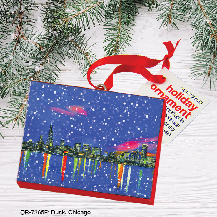 Dusk, Chicago, Ornament (OR-7365E), Front, printedcanvas.com