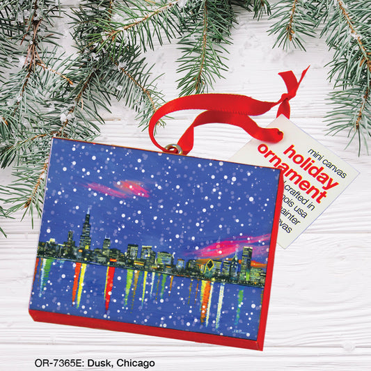 Dusk, Chicago, Ornament (OR-7365E), Front, printedcanvas.com