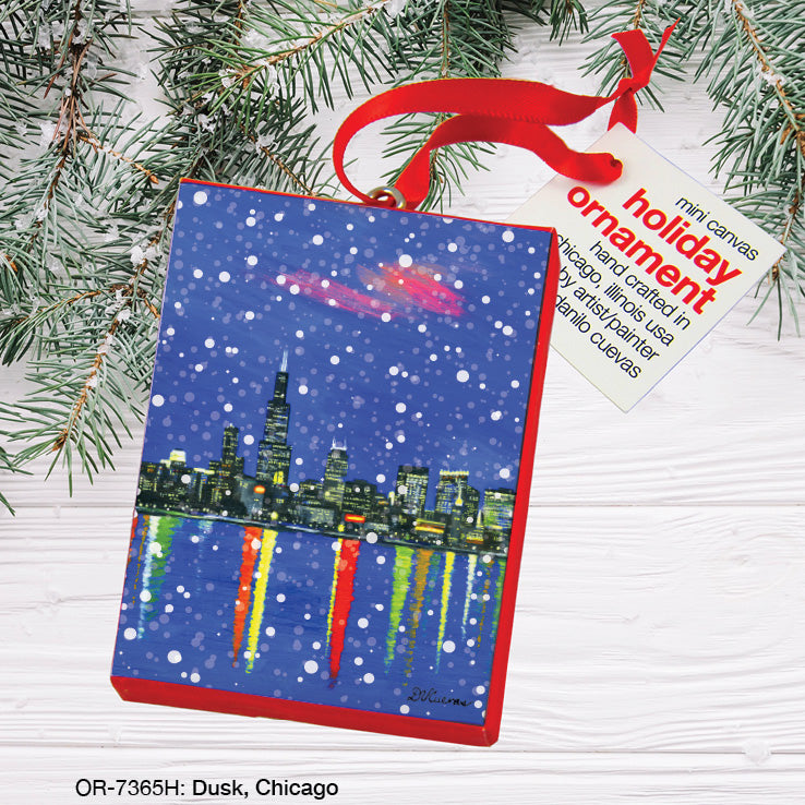 Dusk, Chicago, Ornament (OR-7365H), Front, printedcanvas.com