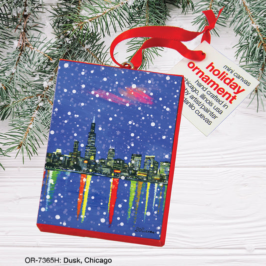 Dusk, Chicago, Ornament (OR-7365H), Front, printedcanvas.com
