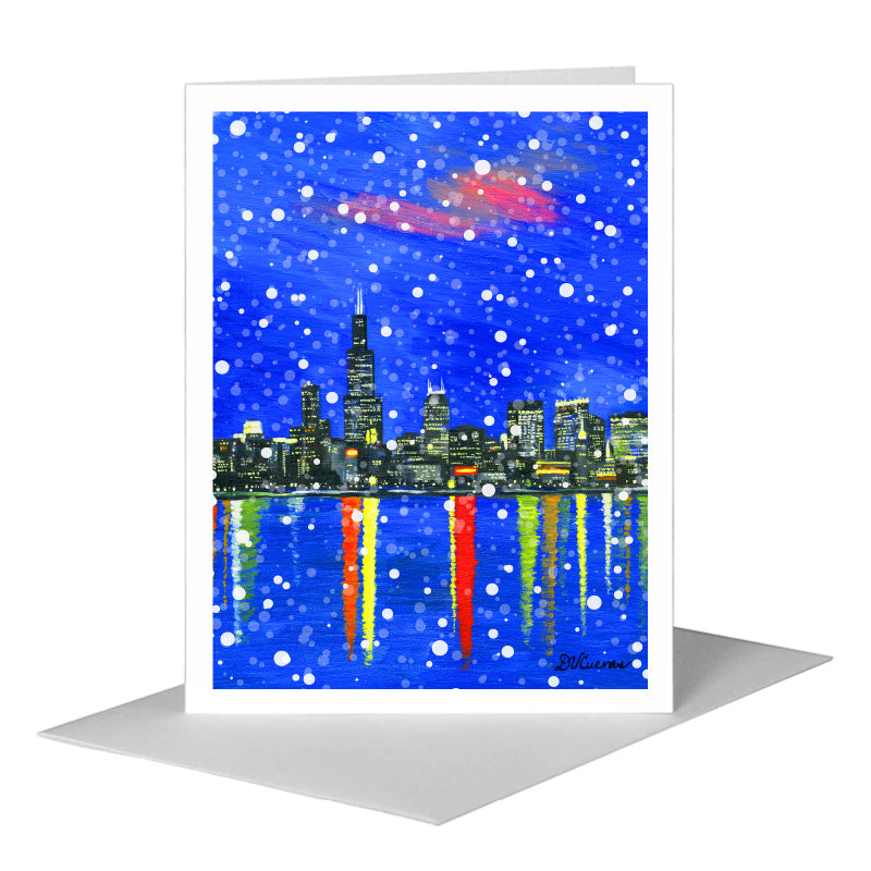 Dusk, Chicago, Greeting Card (#7365H), A2 Card Front, www.printedcanvas.com