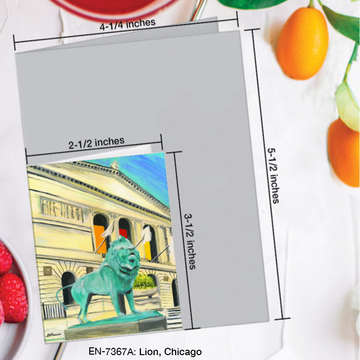 Lion, Chicago, Greeting Card (7367A), Enclosure Card, www.printedcanvas.com