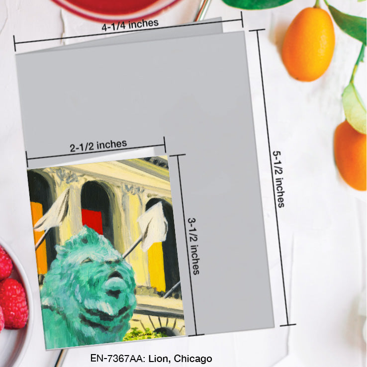 Lion, Chicago, Greeting Card (7367AA), Enclosure Card, www.printedcanvas.com