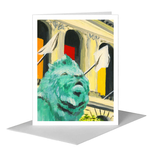 Lion, Chicago, Greeting Card (#7367AA) A2 Card Front, www.printedcanvas.com
