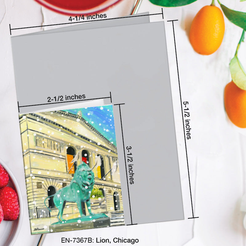Lion, Chicago, Greeting Card (7367B), Enclosure Card, www.printedcanvas.com