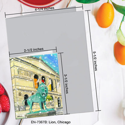 Lion, Chicago, Greeting Card (7367B), Enclosure Card, www.printedcanvas.com