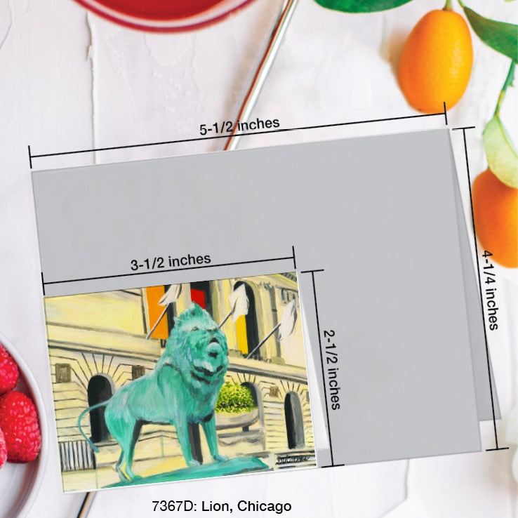 Lion, Chicago, Greeting Card (7367D), Enclosure Card, www.printedcanvas.com