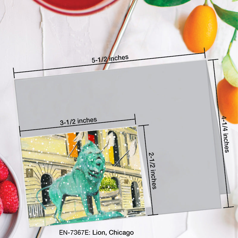 Lion, Chicago, Greeting Card (7367E), Enclosure Card, www.printedcanvas.com
