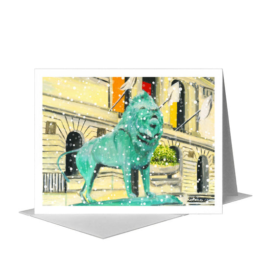 Lion, Chicago, Greeting Card (#7367E) A2 Card Front, www.printedcanvas.com