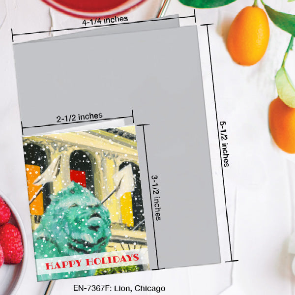 Lion, Chicago, Greeting Card (7367F), Enclosure Card, www.printedcanvas.com