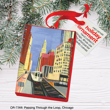 Passing Through The Loop, Chicago, Ornament (OR-7368), Front, printedcanvas.com