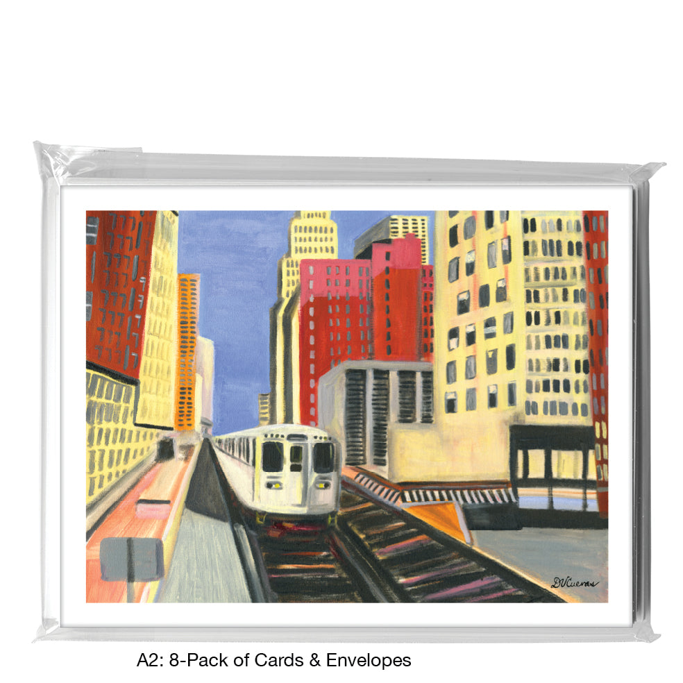 Passing Through The Loop, Chicago, Greeting Card (7368D), A2 8-Pack, printedcanvas.com