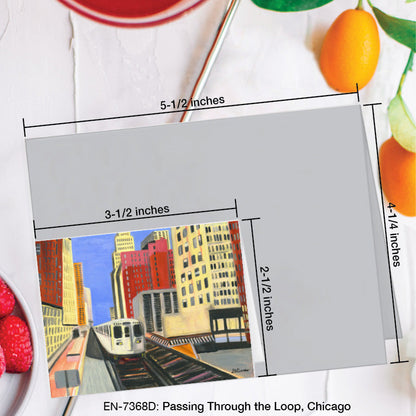 Passing through the Loop, Chicago, Greeting Card (7368D), Enclosure Card, www.printedcanvas.com