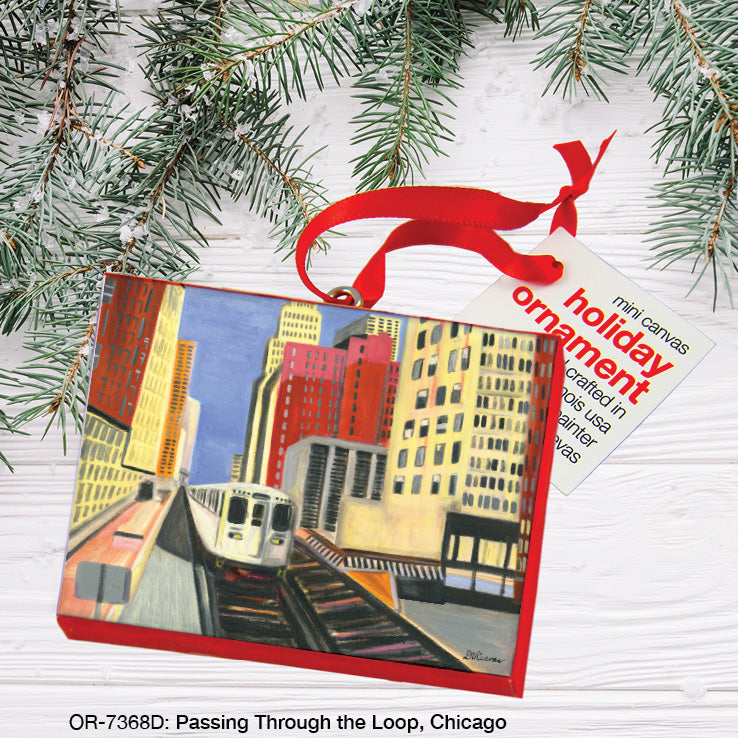 Passing Through The Loop, Chicago, Ornament (OR-7368D), Front, printedcanvas.com