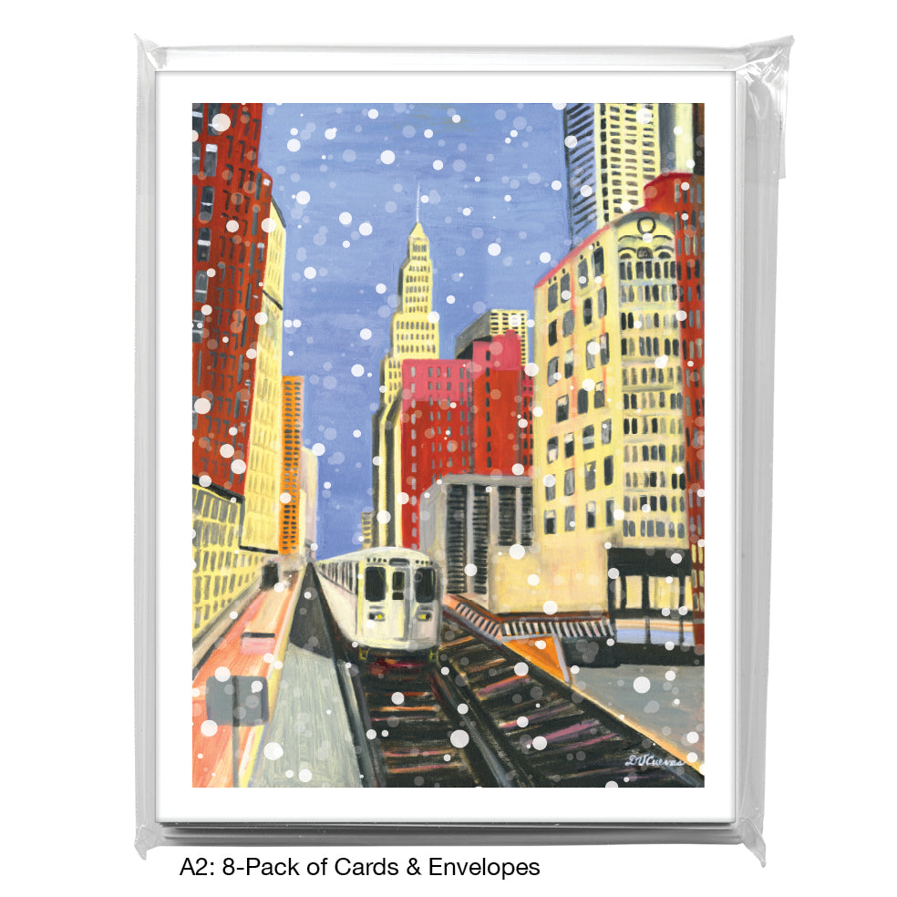 Passing Through The Loop, Chicago, Greeting Card (7368E), A2 8-Pack, printedcanvas.com