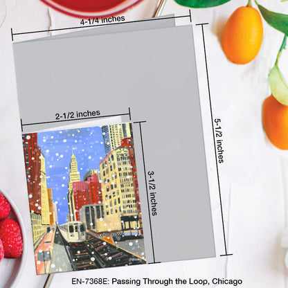 Passing through the Loop, Chicago, Greeting Card (7368E), Enclosure Card, www.printedcanvas.com