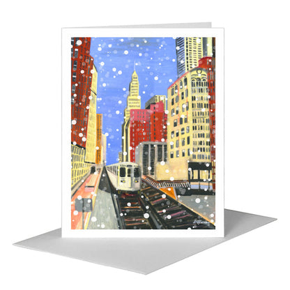 Passing through the Loop, Chicago, Greeting Card (#7368E), A2 Card Front, www.printedcanvas.com