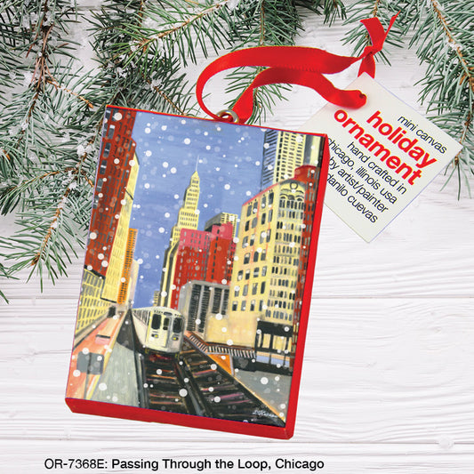 Passing Through The Loop, Chicago, Ornament (OR-7368E), Front, printedcanvas.com