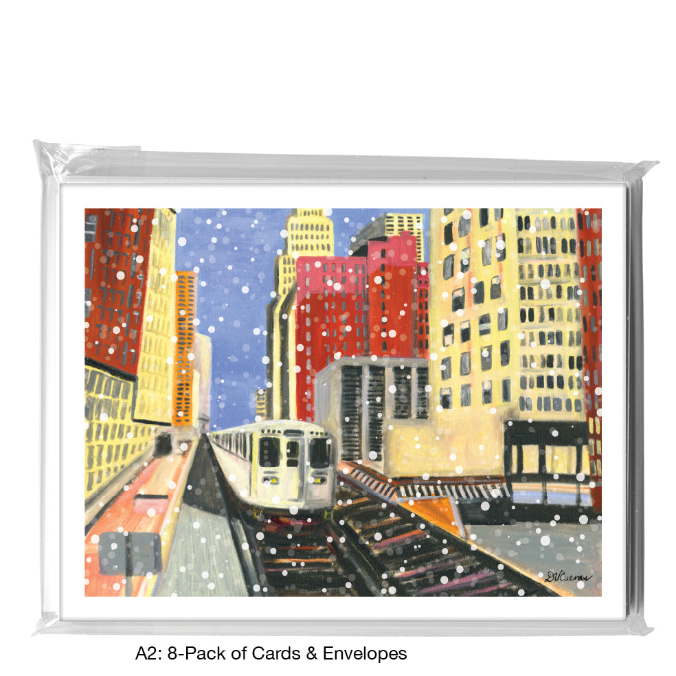 Passing Through The Loop, Chicago, Greeting Card (7368G), A2 8-Pack, printedcanvas.com