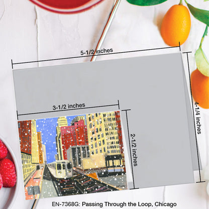 Passing through the Loop, Chicago, Greeting Card (7368G), Enclosure Card, www.printedcanvas.com