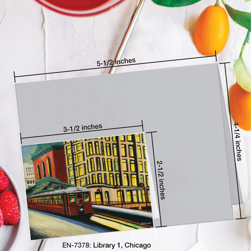 Library 1, Chicago, Greeting Card (7378B), Enclosure Card, www.printedcanvas.com