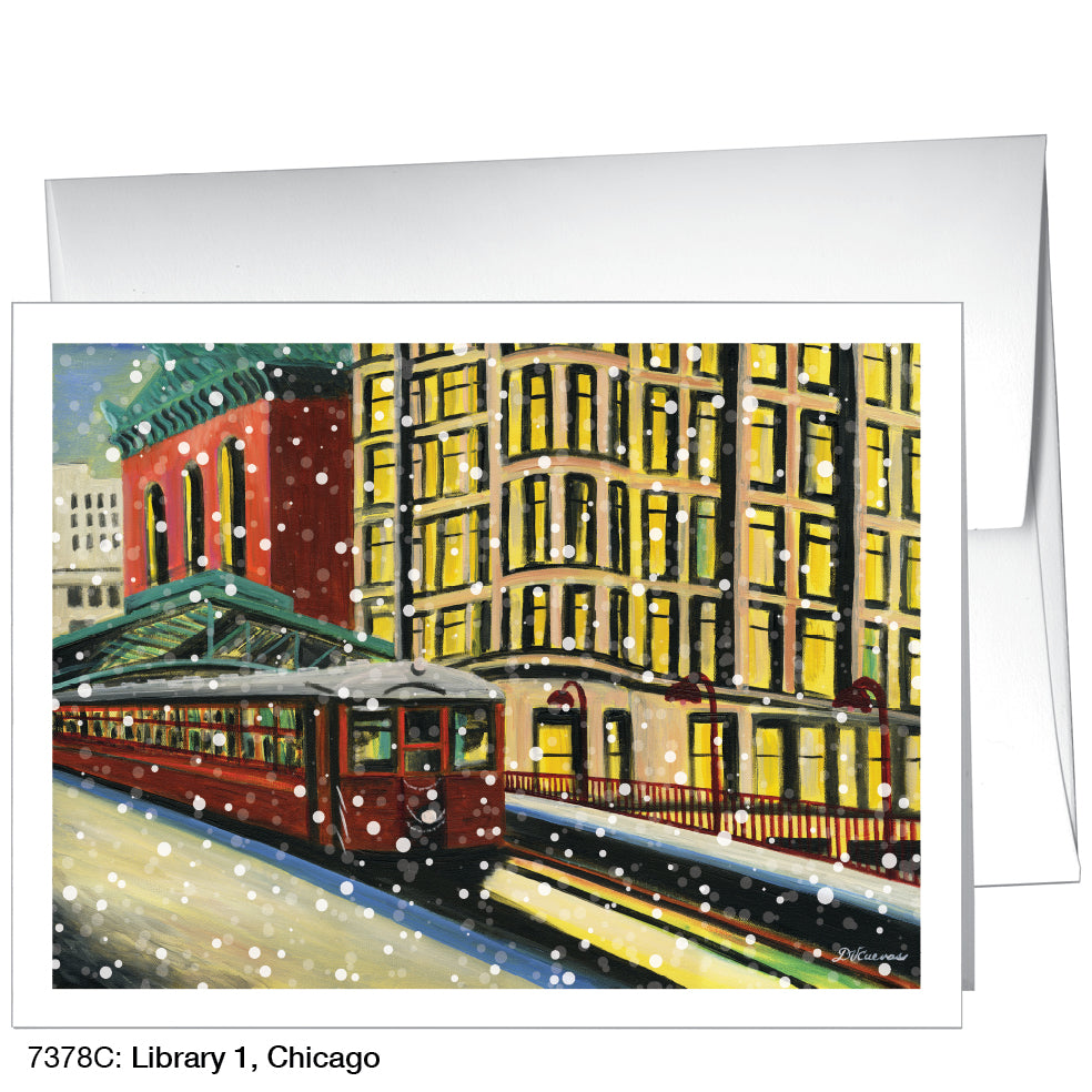 Library 1, Chicago, Greeting Card (7378C), A2, printedcanvas.com