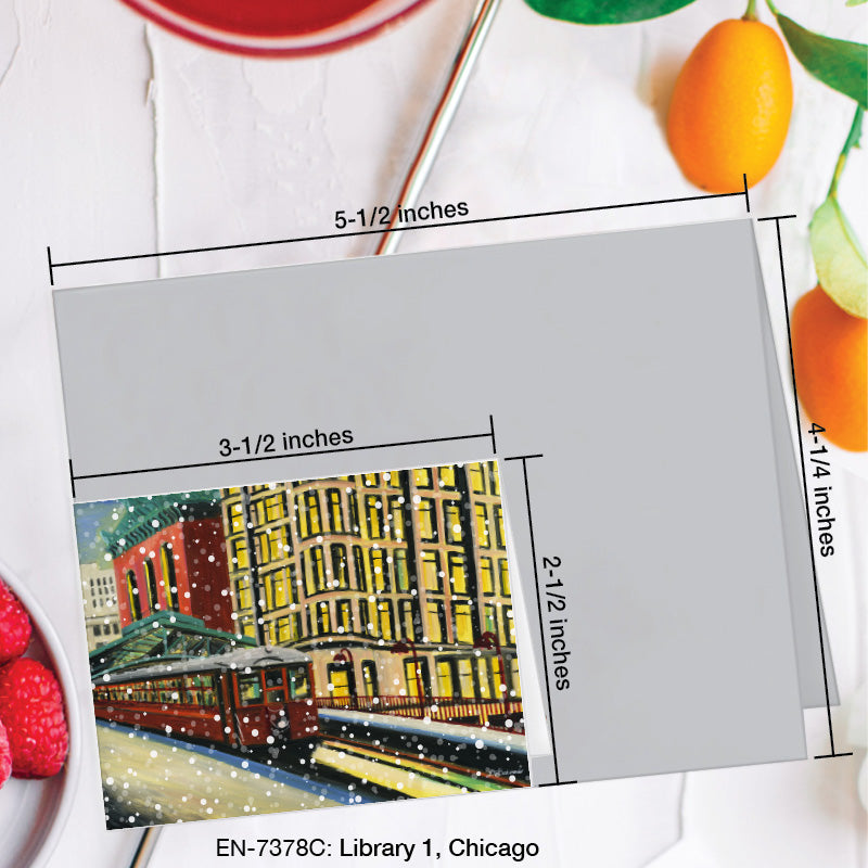 Library 1, Chicago, Greeting Card (7378C), Enclosure Card, www.printedcanvas.com