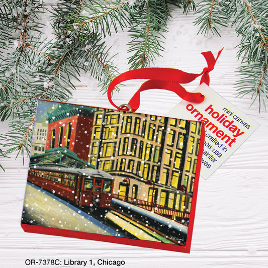 Library 1, Chicago, Ornament (OR-7378C), Front, printedcanvas.com
