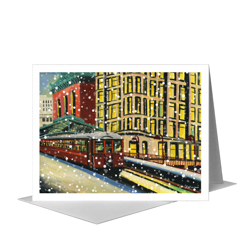 Library 1, Chicago, Greeting Card (#7378C) A2 Card Front, www.printedcanvas.com