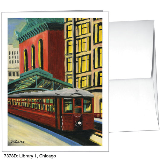 Library 1, Chicago, Greeting Card (7378D), A2 Card Front, www.printedcanvas.com