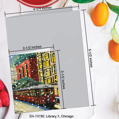 Library 1, Chicago, Greeting Card (7378E), Enclosure Card, www.printedcanvas.com