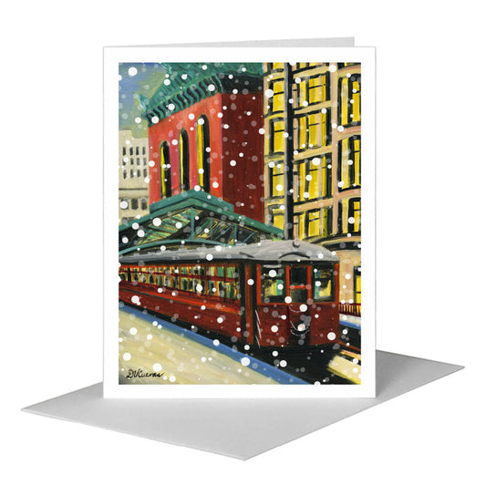 Library 1, Chicago, Greeting Card (#7378E) A2 Card Front, www.printedcanvas.com