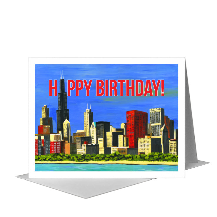 Lakefront, Chicago, Greeting Card (#7379B) A2 Card Front, www.printedcanvas.com