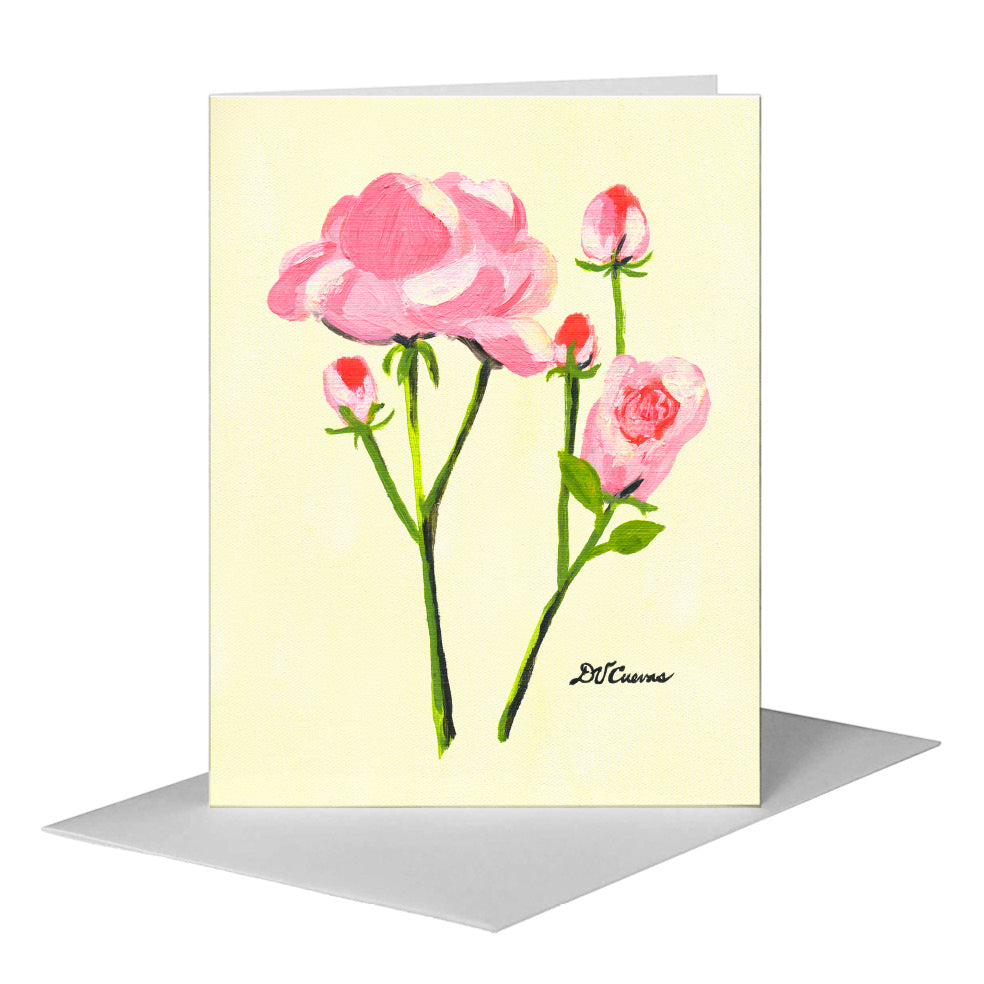 Old Garden Rose 1, Greeting Card (#7380A) A2 Card Front, www.printedcanvas.com