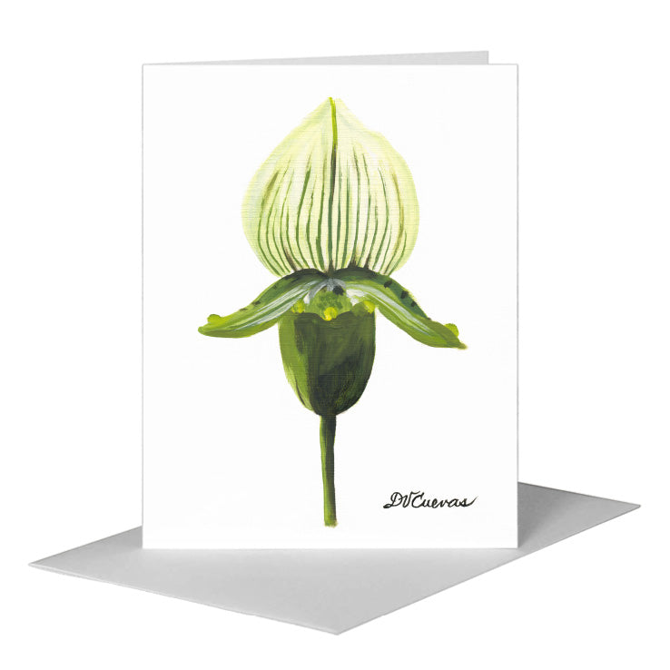 Paphiopedilum, Greeting Card (#7390B) A2 Card Front, www.printedcanvas.com
