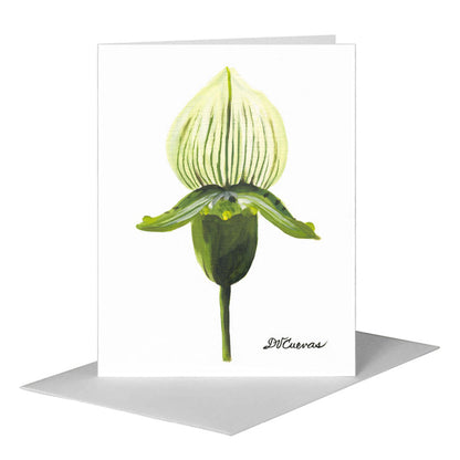 Paphiopedilum, Greeting Card (#7390B) A2 Card Front, www.printedcanvas.com