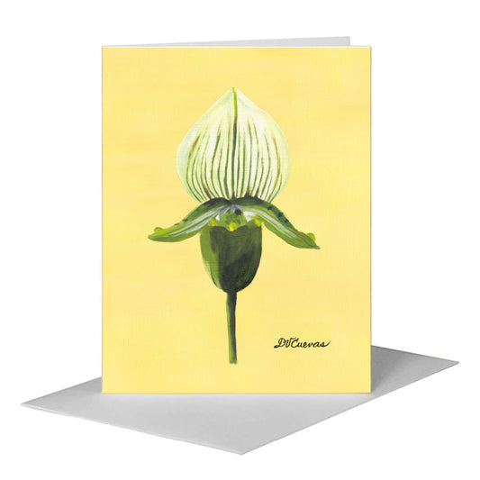 Paphiopedilum, Greeting Card (#7390C) A2 Card Front, www.printedcanvas.com