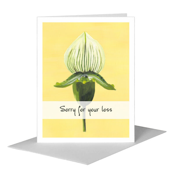 Paphiopedilum, Greeting Card (#7390G) A2 Card Front, www.printedcanvas.com