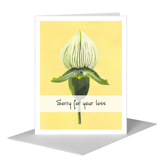 Paphiopedilum, Greeting Card (#7390G) A2 Card Front, www.printedcanvas.com