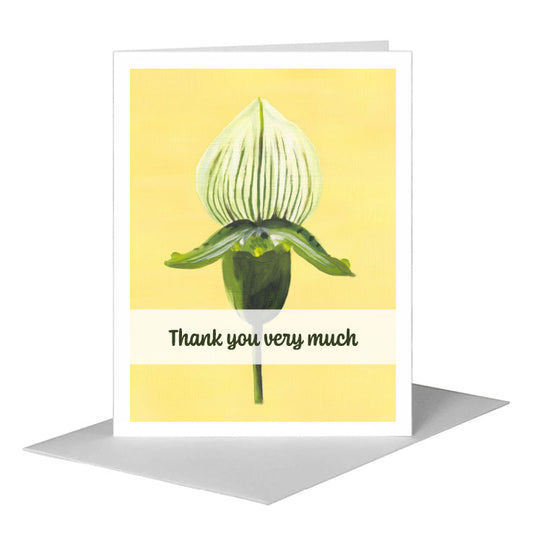 Paphiopedilum, Greeting Card (#7390H) A2 Card Front, www.printedcanvas.com