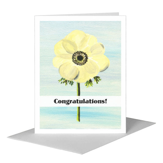 Black-Eyed White Anemone, Greeting Card (#7395B) A2 Card Front, www.printedcanvas.com