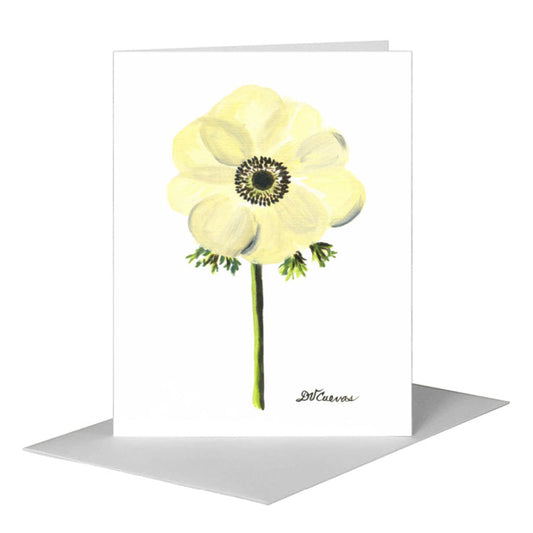 Black-Eyed White Anemone, Greeting Card (#7395D) A2 Card Front, www.printedcanvas.com