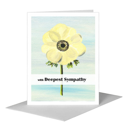 Black-Eyed White Anemone, Greeting Card (#7395H) A2 Card Front, www.printedcanvas.com