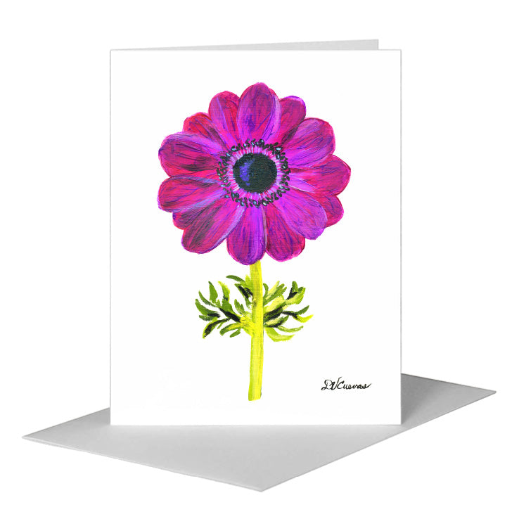 Mauve Anemone, Greeting Card (#7396A) A2 Card Front, www.printedcanvas.com