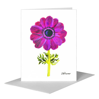 Mauve Anemone, Greeting Card (#7396A) A2 Card Front, www.printedcanvas.com
