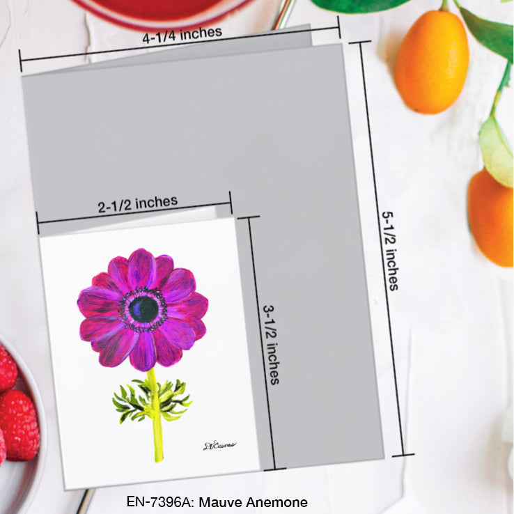 Mauve Anemone, Greeting Card (7396A), Enclosure Card, www.printedcanvas.com