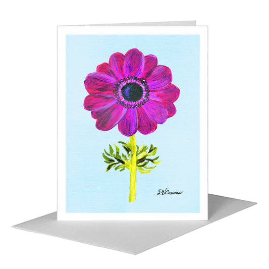 Mauve Anemone, Greeting Card (#7396T) A2 Card Front, www.printedcanvas.com